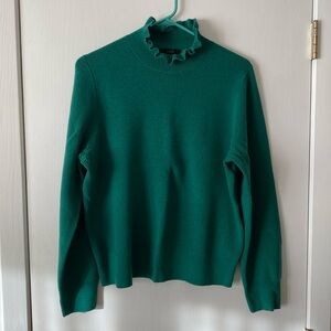 Jcrew Green Ruffle-neck Sweater